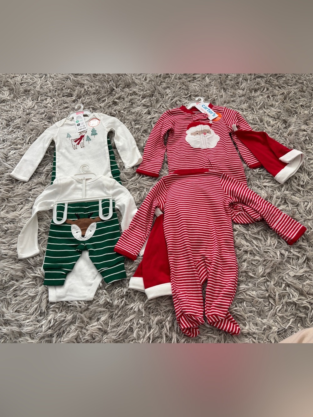 Carter's Just One You NB Christmas Outfits & PJ For Twin Boys NWT